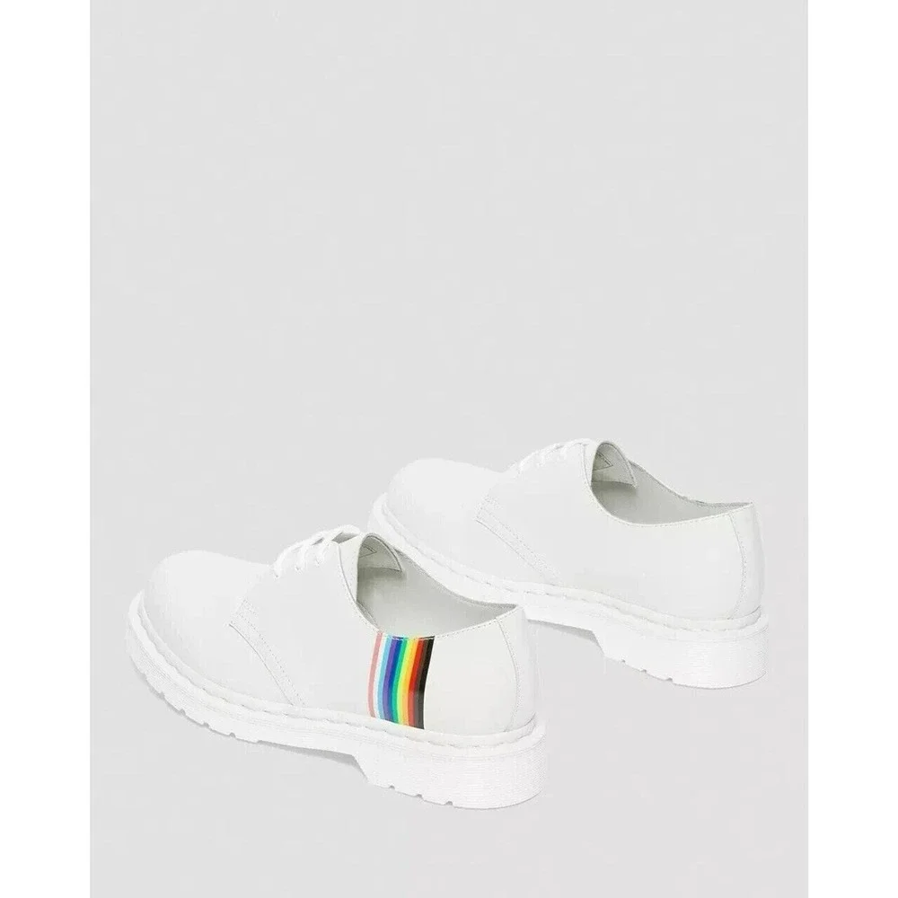 Dr. Martens 1461 Pride Shoes US M6 US W7 White Leather Rainbow Stripe Classic - Picture 4 of 7